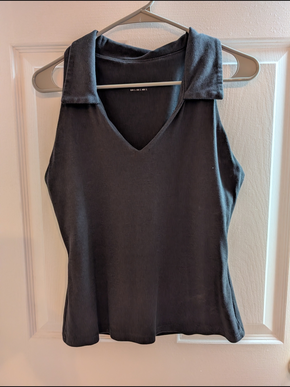 OGL Charcoal V-Neck Sleeveless Tank with Collar